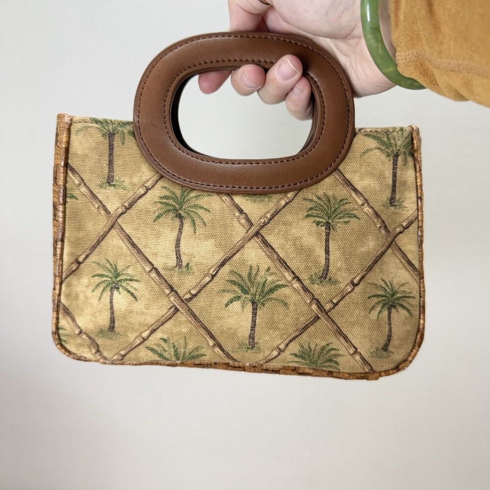 Fossil Tropical Bag Woven Sides Leather Palm Trees Vaca Cruise Beach Coastal